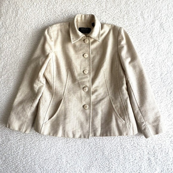 Dana Buchman Vintage Women's Blazer Size 12P Beige/Tan Lined Wool Blend - Picture 1 of 8